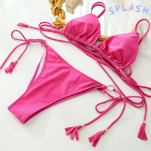 בגד ים שרוכים ורוד פוקסיה