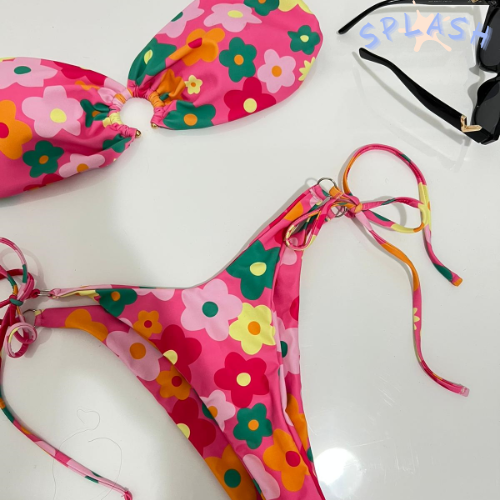 בגד ים פרחים - ורוד