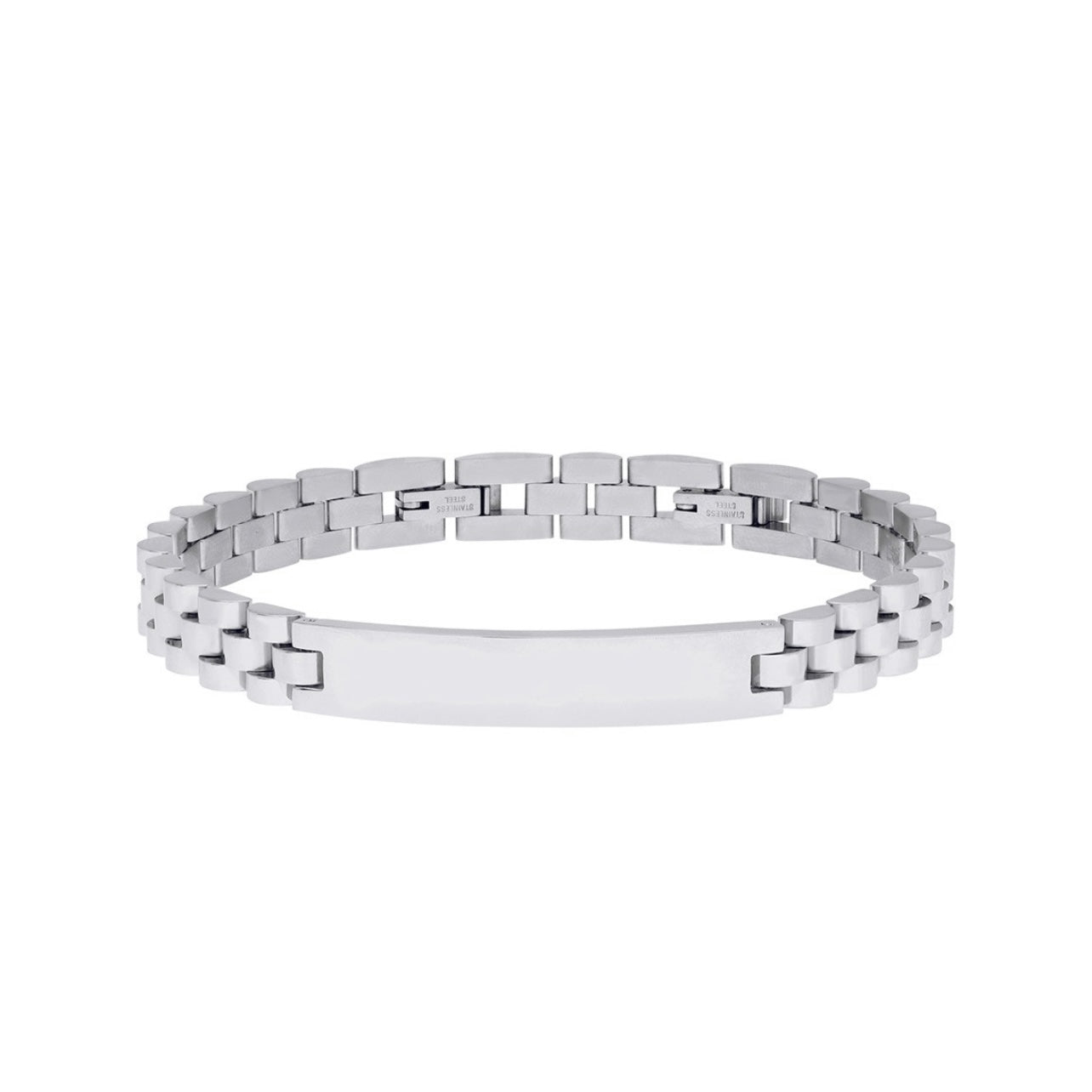 צמיד חריטה פלדת אל חלד מצופה כסף