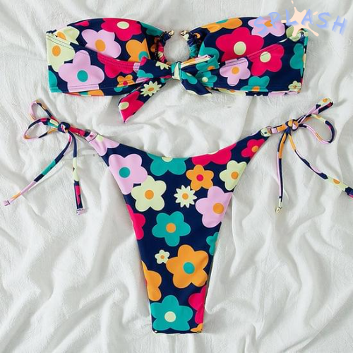 בגד ים פרחים - כחול