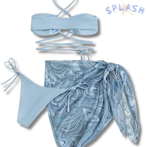 בגד ים קשירות + שאל - תכלת