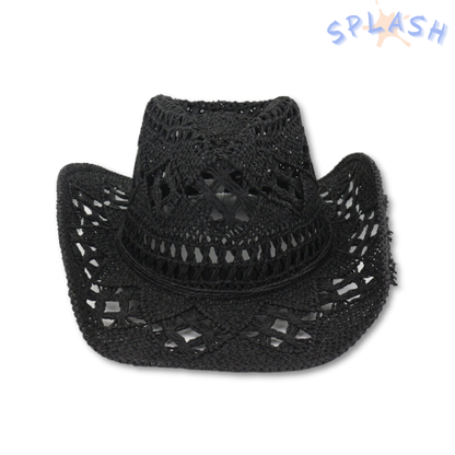 כובע קאובוי קש שחור