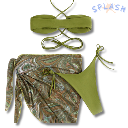 בגד ים קשירות + שאל - ירוק
