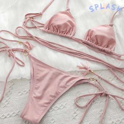 בגד ים שרוכים ורוד בייבי