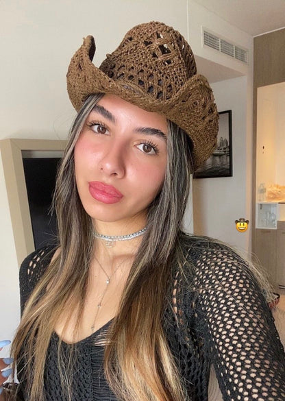 כובע קאובוי קש חום