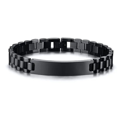 צמיד חריטה פלדת אל חלד שחור