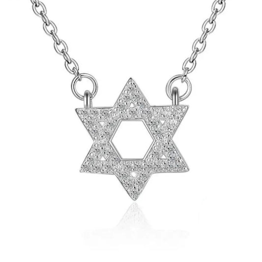 שרשרת מגן דוד משובצת זרקונים | כסף 925