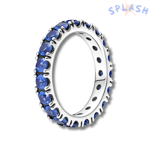 טבעת יהלומים כחולים כסף 925