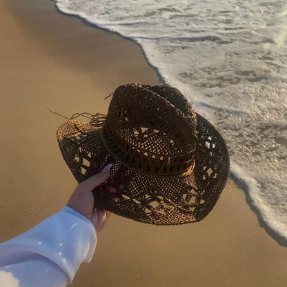 כובע קאובוי קש שחור