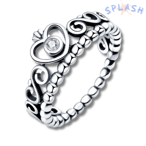 טבעת לב כתר - כסף925