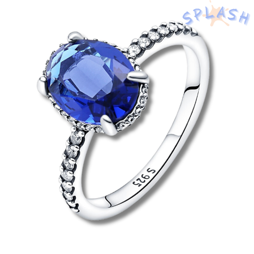 טבעת זרקונים כסף 925- יהלום כחול גס